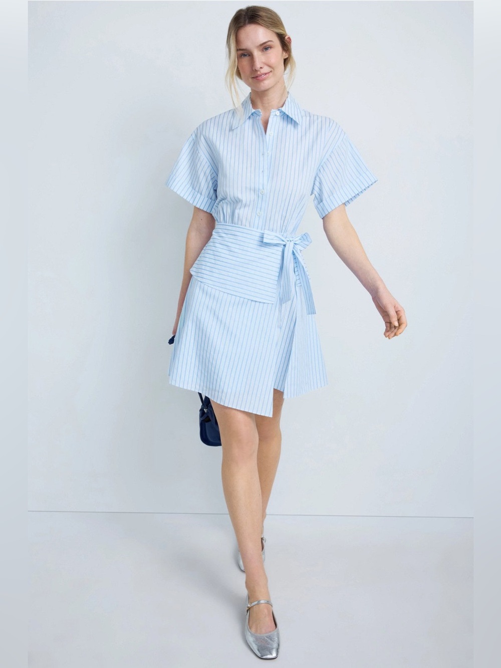 3.1 Phillip Lim Striped Shirt Dress with Wrap Skirt